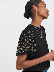 JD Williams Black Embellished Angel Sleeve Top - Image 4 of 4