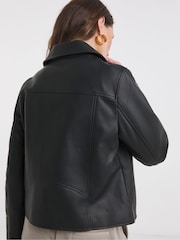 JD Williams Black Faux Leather Biker Jacket - Image 2 of 4