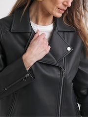 JD Williams Black Faux Leather Biker Jacket - Image 3 of 4