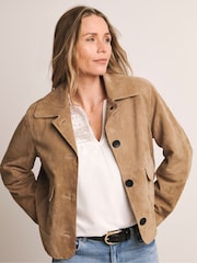 Anthology By JD Williams Brown Suede Trucker Jacket - Image 1 of 6