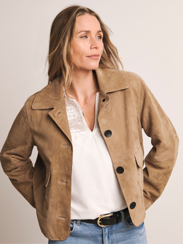 Anthology By JD Williams Brown Suede Trucker Jacket - Image 1 of 6