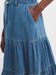 JD Williams Blue Soft Denim Maxi Skirt With Tencel TM Lyocell - Image 3 of 4