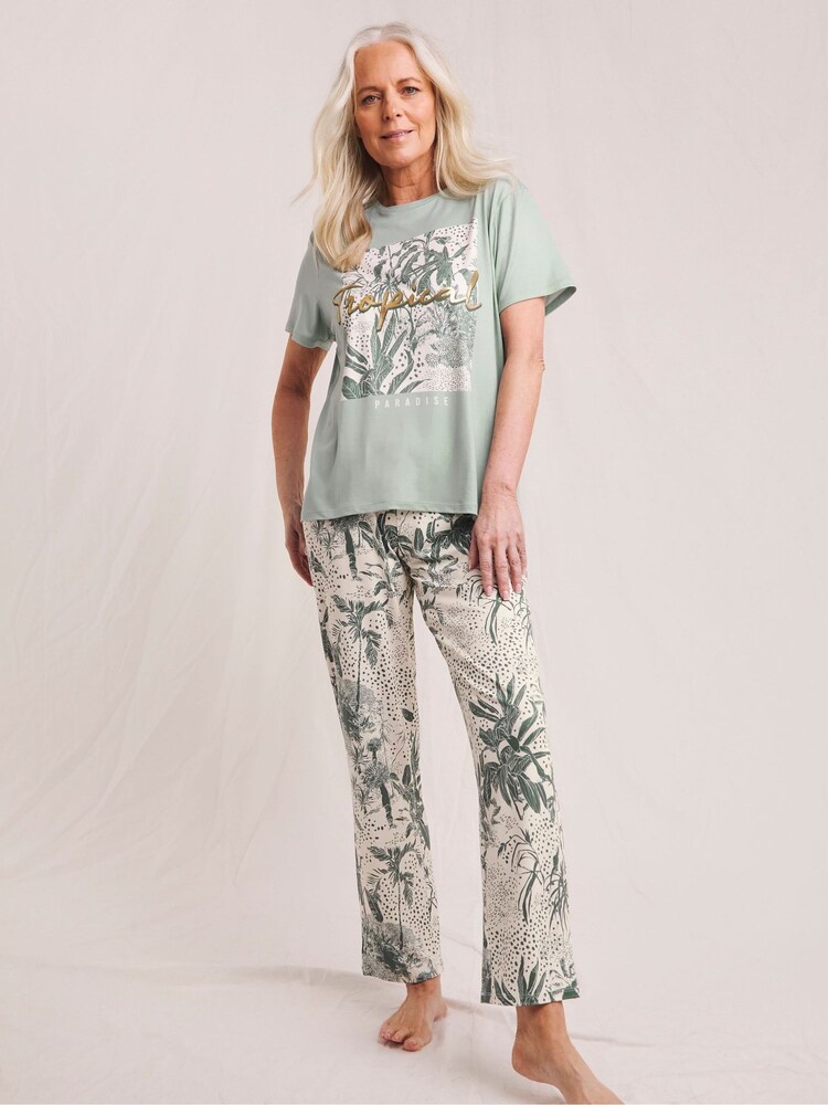 JD Williams Green Pyjamas Set - Image 1 of 4
