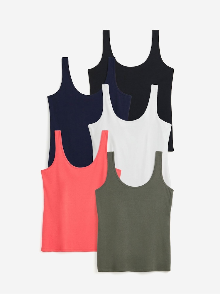 JD Williams Black Vests 5 Pack - Image 1 of 5