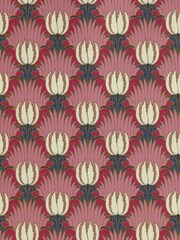 Morris & Co Amaranth Blush Tulip & Bird Bedford Park Wallpaper - Image 1 of 1