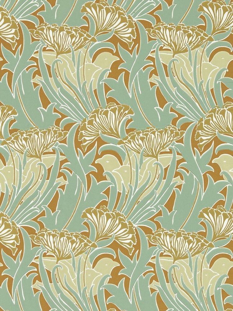 Morris & Co Tobacco Pistachio Laceflower Bedford Park Wallpaper - Image 1 of 1
