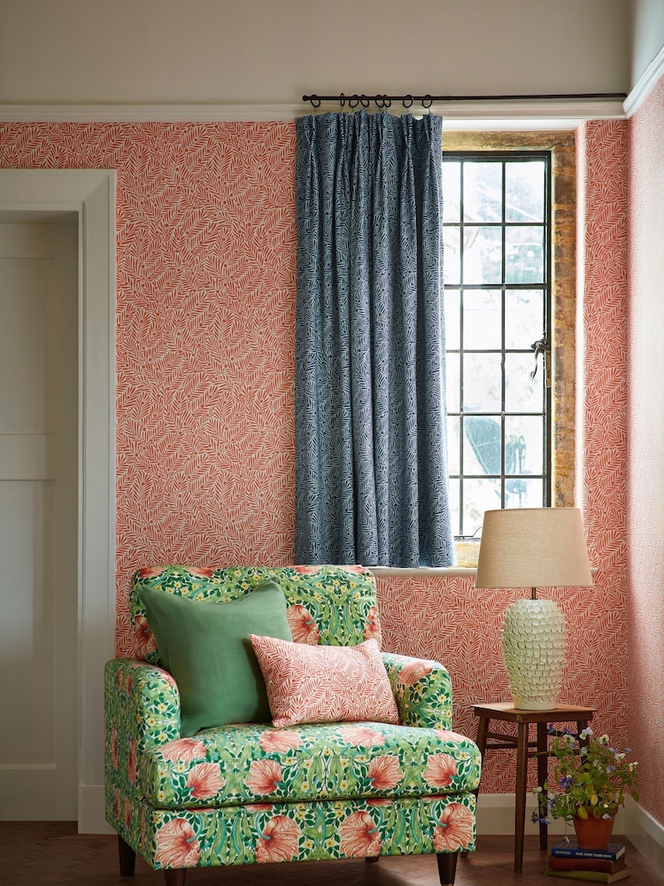 Morris & Co Watermelon Yew & Aril Bedford Park 10m Wallpaper - Image 2 of 3