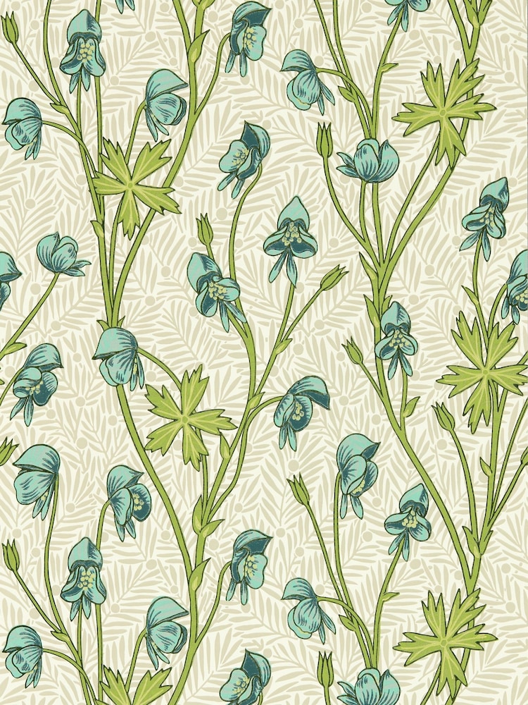 Morris & Co AquaPeashoot Monkshood Bedford Park Wallpaper - Image 1 of 1
