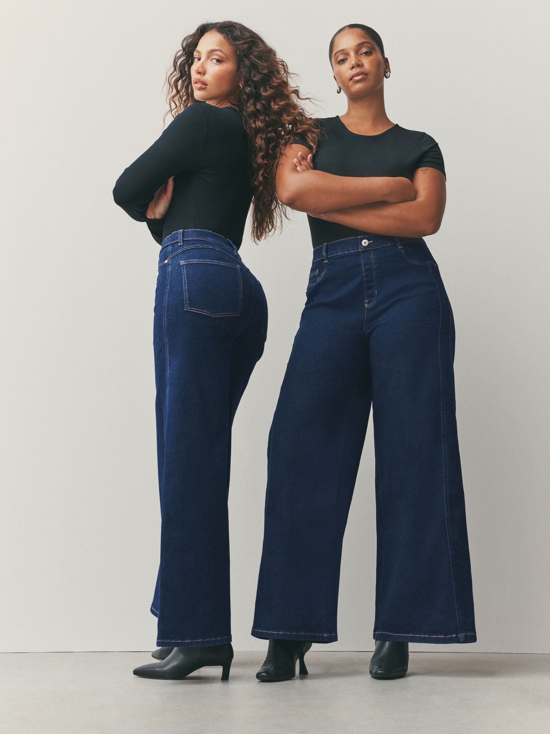 Buy Indigo Blue High Rise Flexi Fit Stretch Pull On Wide Leg Jeans