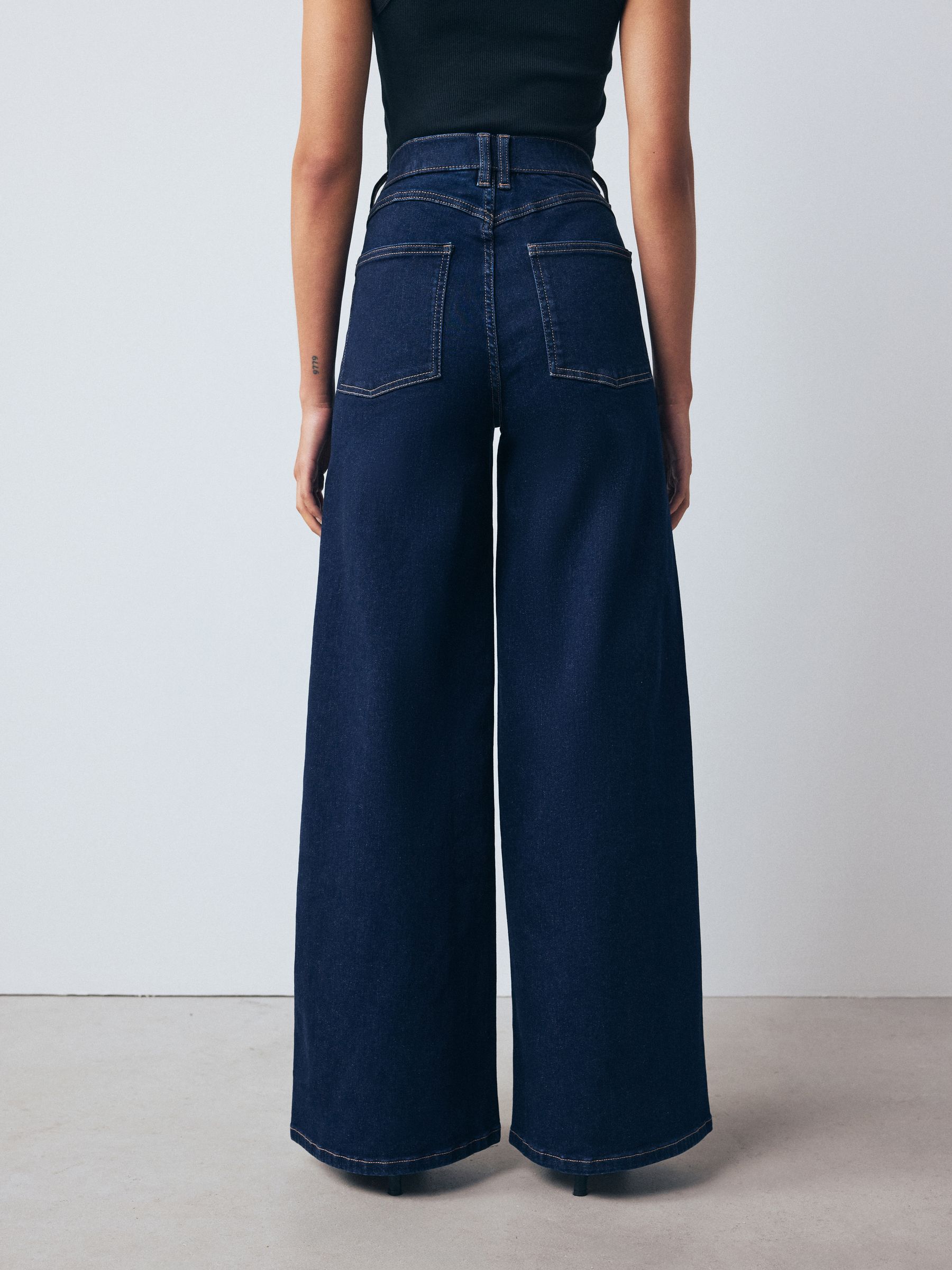 Buy Indigo Blue High Rise Flexi Fit Stretch Pull On Wide Leg Jeans