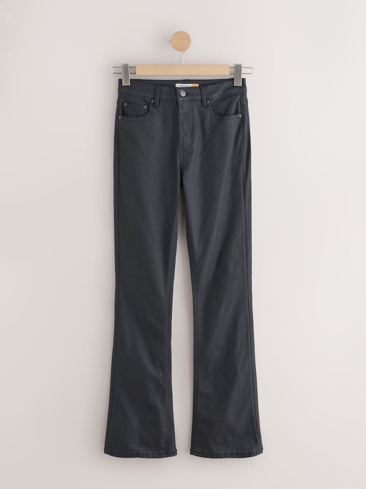 Black Coated Bootcut Jeans - Image 1 of 4