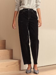 Schwarz - N. Premium Flocked Comfort Stretch Denim Barrel Jeans - Bild 3 von 14