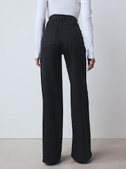 Schwarz - High Rise Flexi Fit Pull On Wide Leg Jeans - Bild 3 von 10