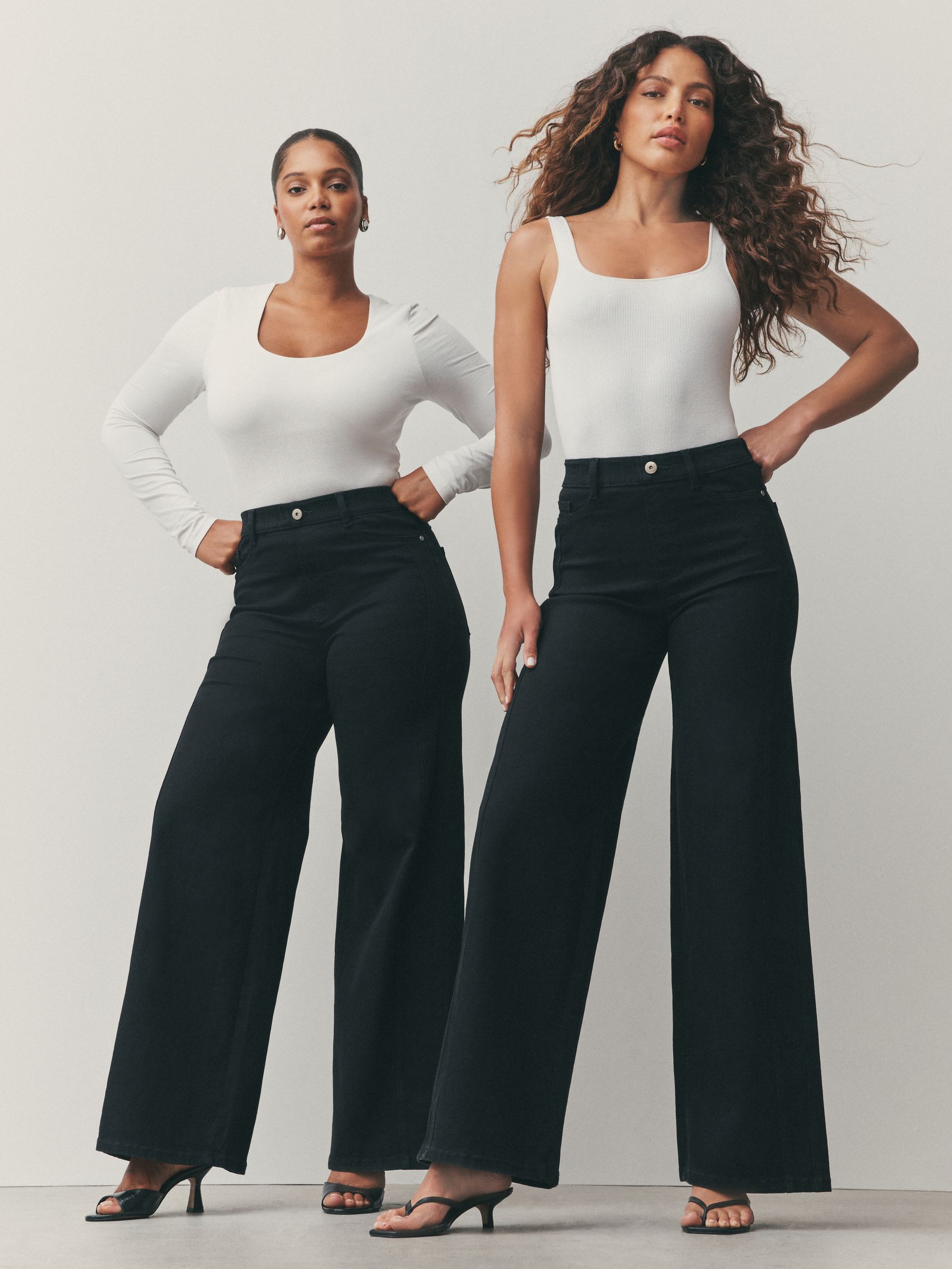 Buy Black High Rise Flexi Fit Stretch Pull On Wide Leg Jeans from