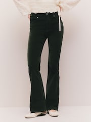 Khaki Green High Rise Cord Flare Jeans - Image 3 of 5