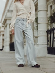 Grey Pocket Embellished Wide Leg Jeans - Image 1 of 5