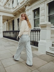 Grey Pocket Embellished Wide Leg Jeans - Image 3 of 5