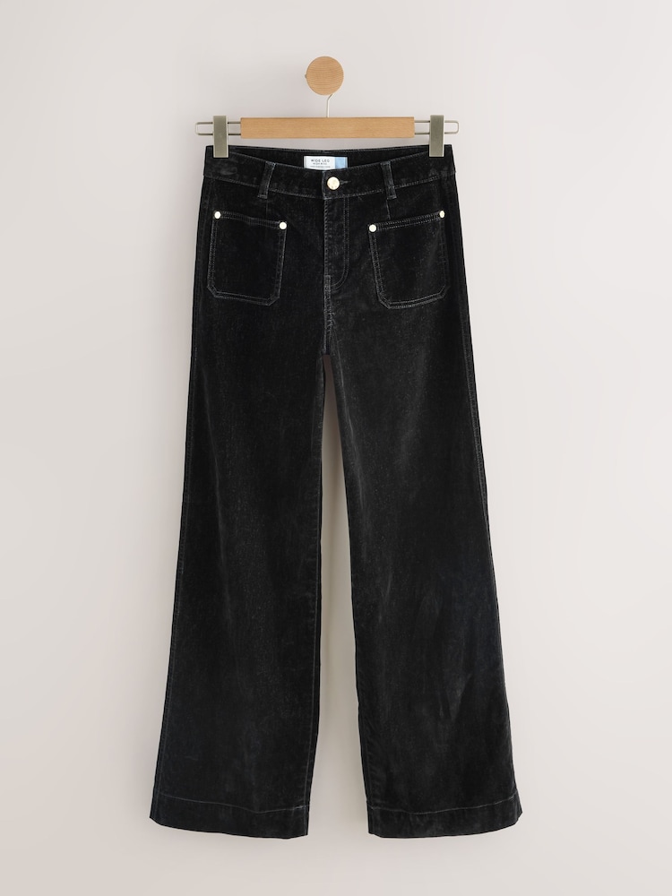 Black N. Premium Flocked High Waist Wide Leg Jeans - Image 1 of 4 Black N. Premium Flocked High Waist Wide Leg Jeans - Image 1 of 4