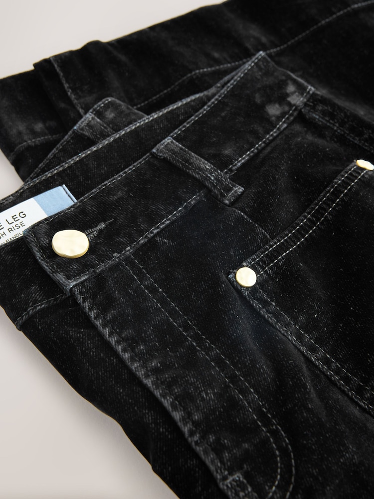 Black N. Premium Flocked High Waist Wide Leg Jeans - Image 2 of 4 Black N. Premium Flocked High Waist Wide Leg Jeans - Image 2 of 4