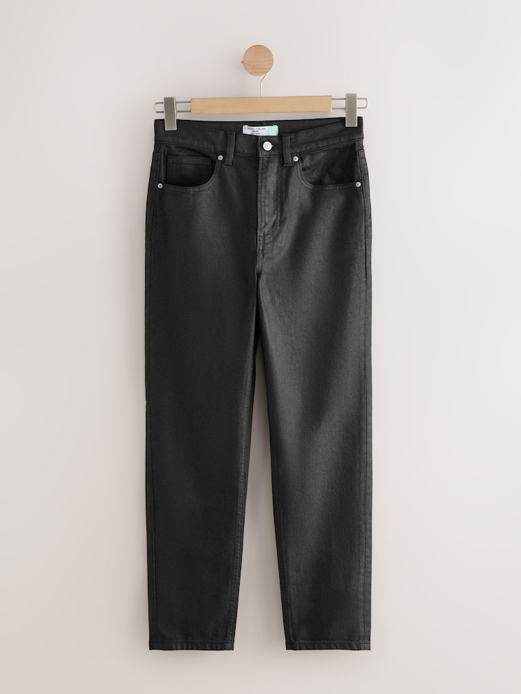 schwarz-beschichtet - Mom Comfort Stretch Column Jeans - Bild 1 von 4