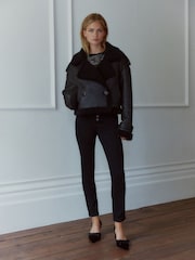 Black Button Fly Skinny Jeans - Image 1 of 5