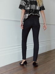 Black Button Fly Skinny Jeans - Image 3 of 5