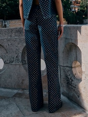 Rinse Blue Embellished Wide Leg Jeans - Image 3 of 8