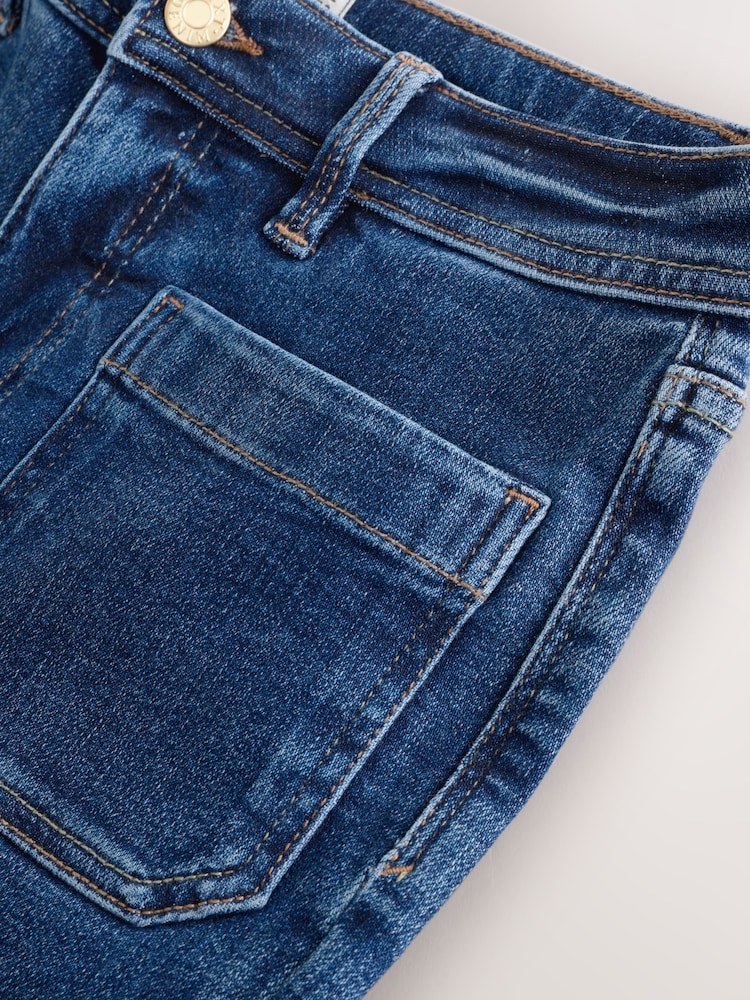 Dark Blue High Rise Patch Pocket Skinny Jeans - Image 9 of 9