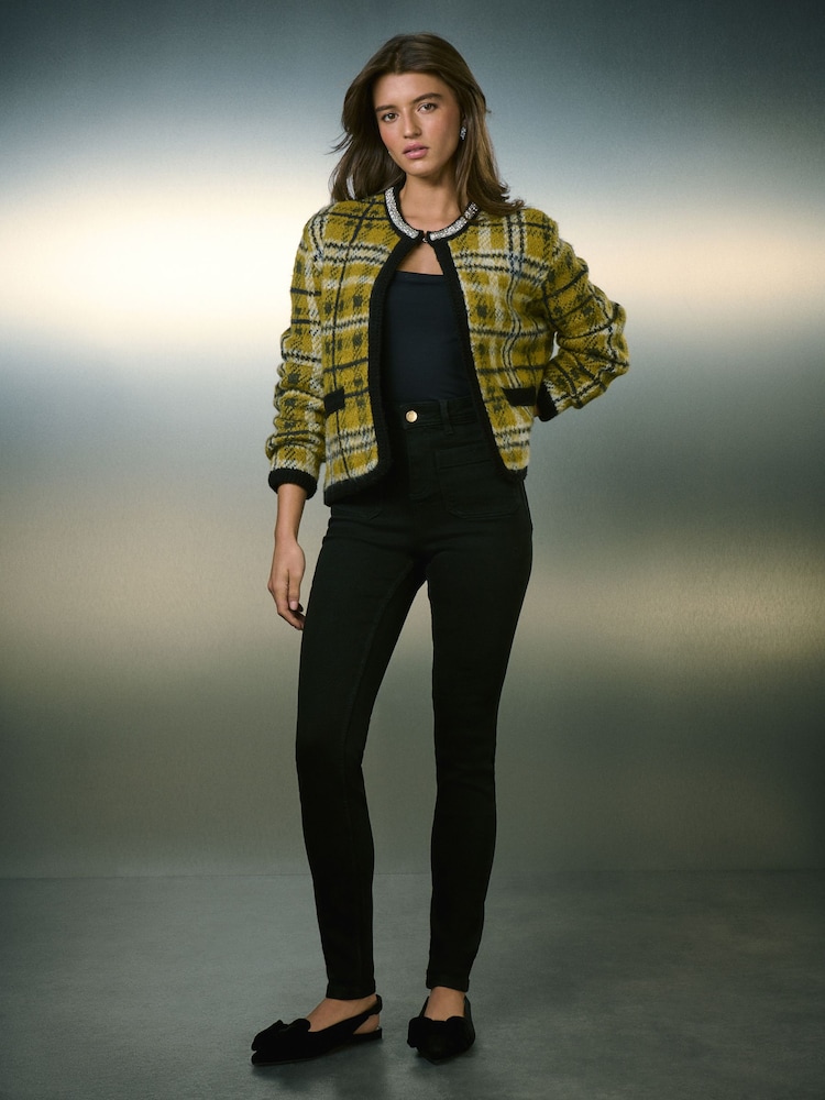Black High Rise Patch Pocket Skinny Jeans - Image 1 of 9 Black High Rise Patch Pocket Skinny Jeans - Image 1 of 9