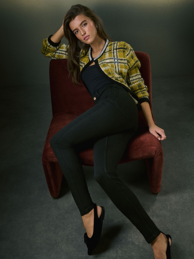 Black High Rise Patch Pocket Skinny Jeans - Image 2 of 9 Black High Rise Patch Pocket Skinny Jeans - Image 2 of 9