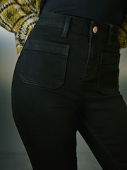 Black High Rise Patch Pocket Skinny Jeans - Image 4 of 9
