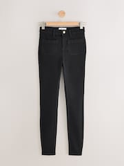 Black High Rise Patch Pocket Skinny Jeans - Image 8 of 9