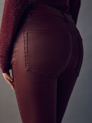 Berry Red Coated Denim Skinny Jeans - Image 6 of 9