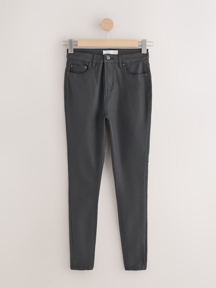Black Coated Denim Skinny Jeans - Image 1 of 4