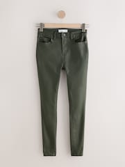 Olivgrün - Coated Denim Skinny Jeans - Bild 7 von 9