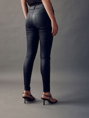 Chocolate Brown Coated Denim Skinny Jeans - Image 5 of 9