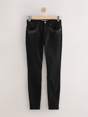 Black Embellished Pocket Supersoft Skinny Jeans - Image 6 of 9