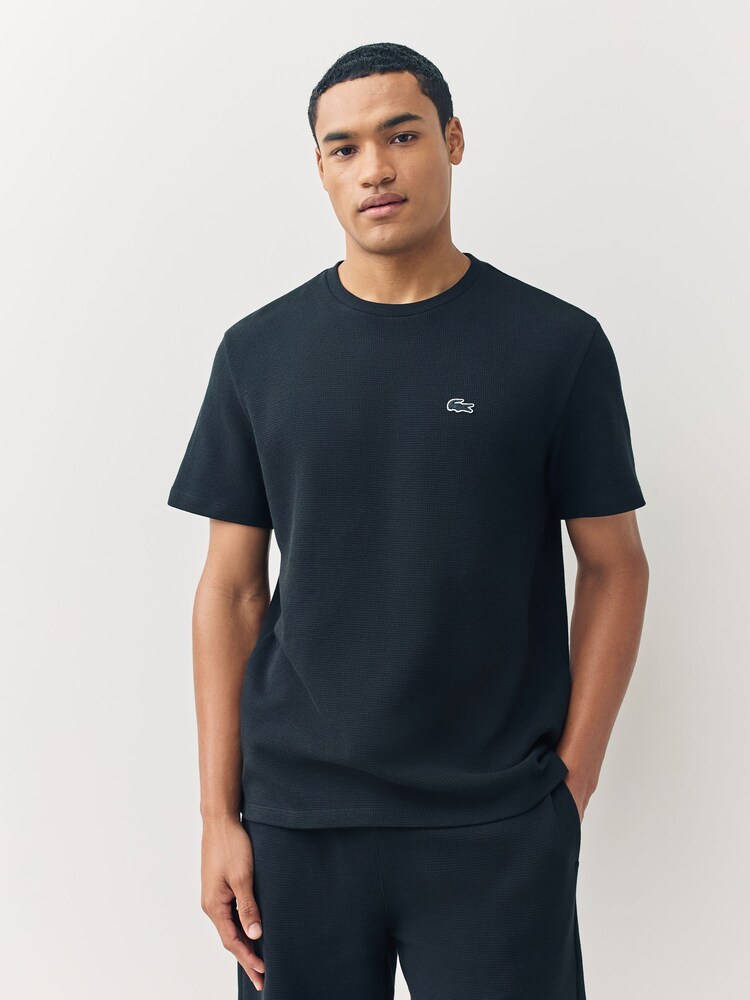 Lacoste Black Waffle Loungewear T-Shirt - Image 2 of 6