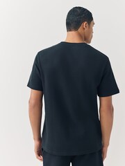 Lacoste Black Waffle Loungewear T-Shirt - Image 4 of 6