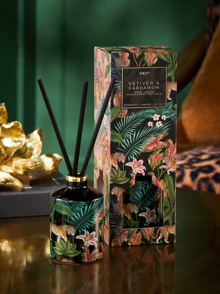 Vetiver & Cardamom Animal Print Tiger 100ml Diffuser - Image 1 of 3