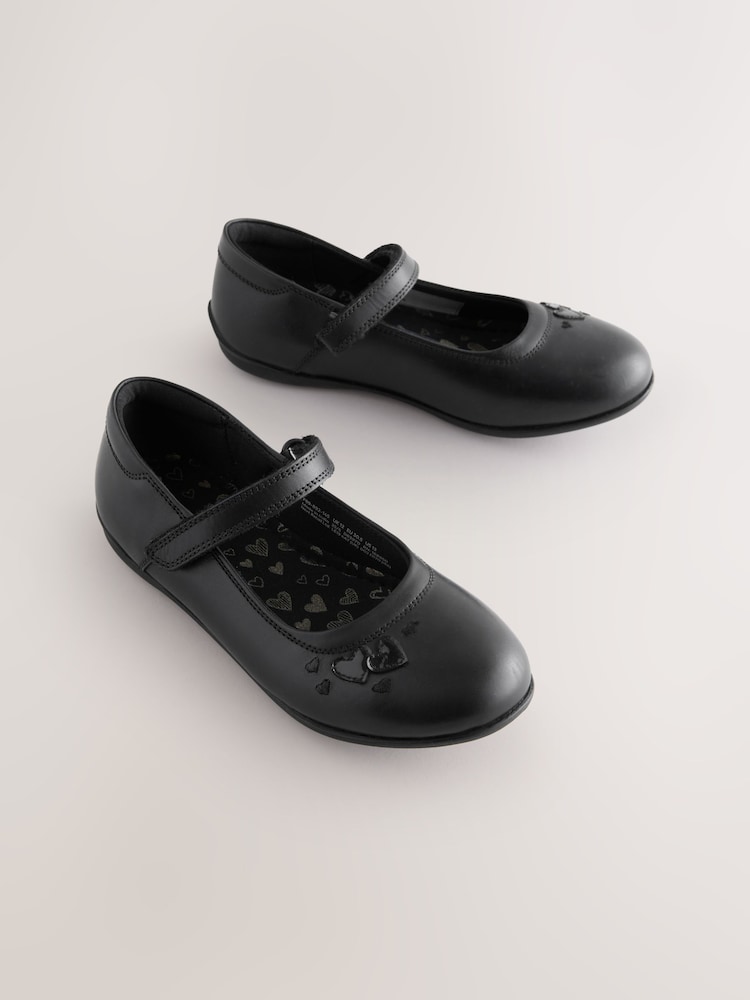 Black Leather Wide Fit (G) Mary Jane School Shoes - Image 1 of 5 Black Leather Wide Fit (G) Mary Jane School Shoes - Image 1 of 5