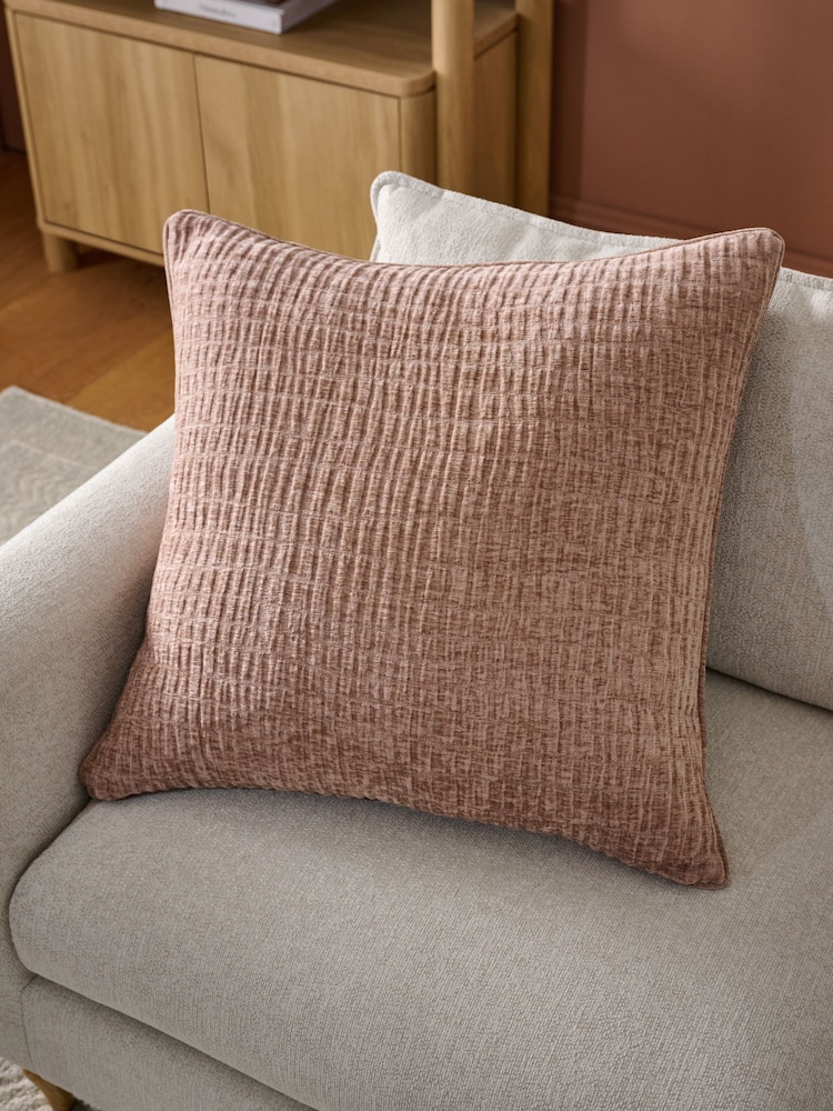 Pink Textured Chenille 59 x 59cm Cushion - Image 1 of 5 Pink Textured Chenille 59 x 59cm Cushion - Image 1 of 5