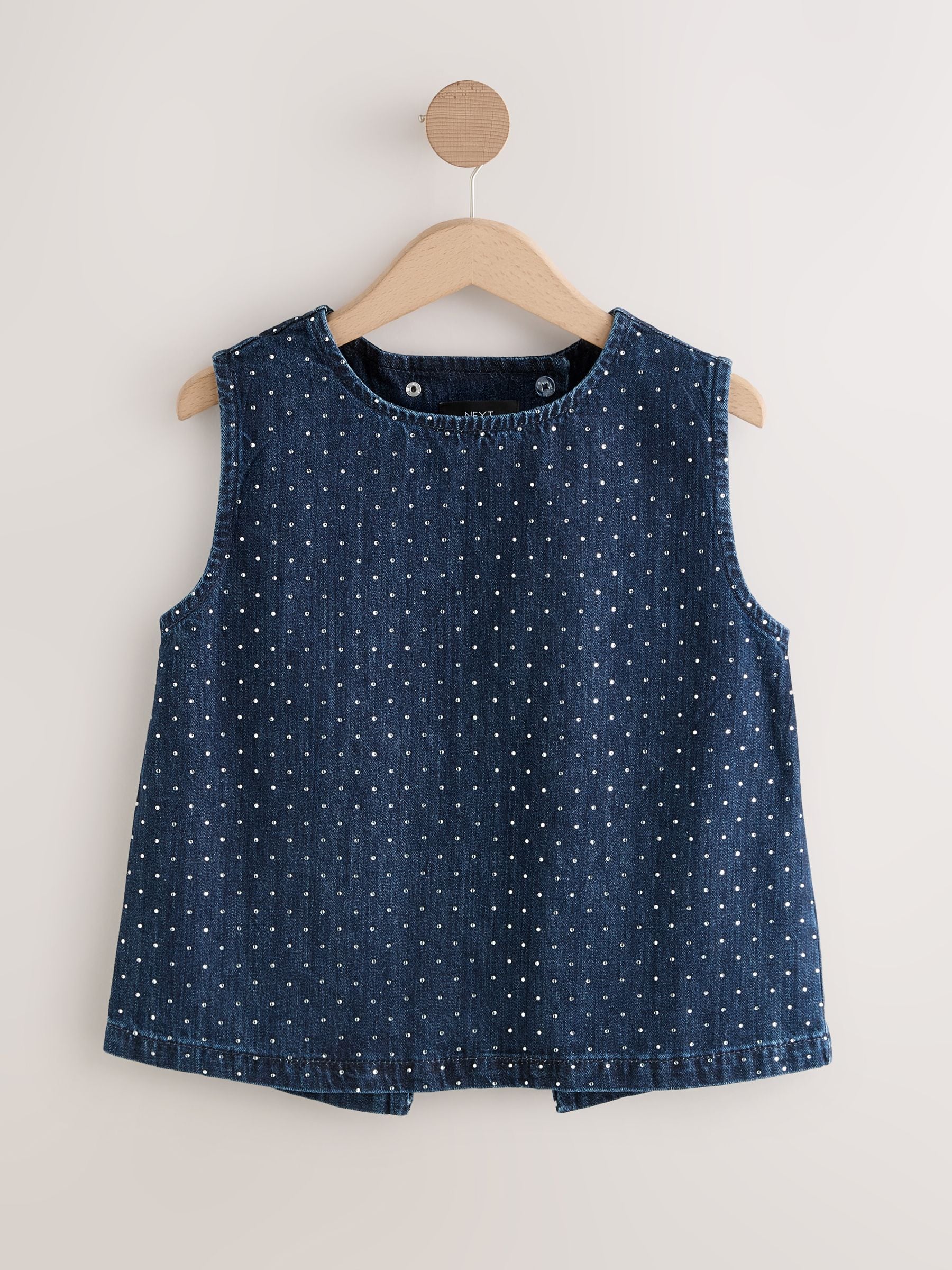 Buy Dark Blue Embellished Denim Shell Top from Next USA