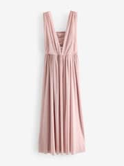 Rosa oscuro - Vestido largo de boda para dama de honor con diseño multiposición de malla - Imagen 7 de 9