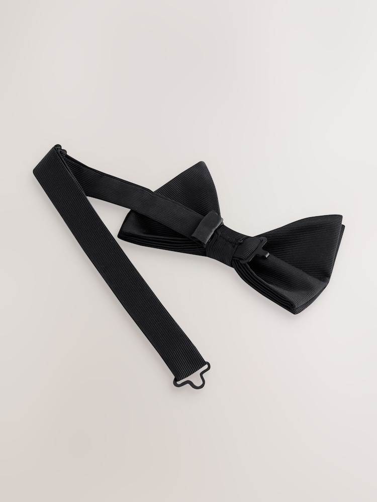 Black Bow with Pocket Square and Flower Pin - Image 2 of 3