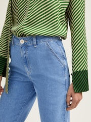 LK Bennett Blue Willow Pale Indigo 100% Cotton Soft Wide Crop Jeans - Image 4 of 4