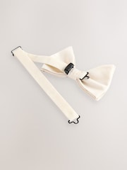 White Bow with Pocket Square and Flower Pin - Image 2 of 3