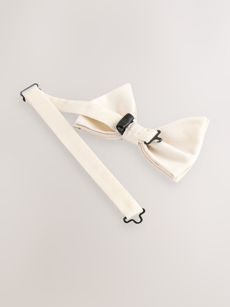 White Bow with Pocket Square and Flower Pin - Image 2 of 3