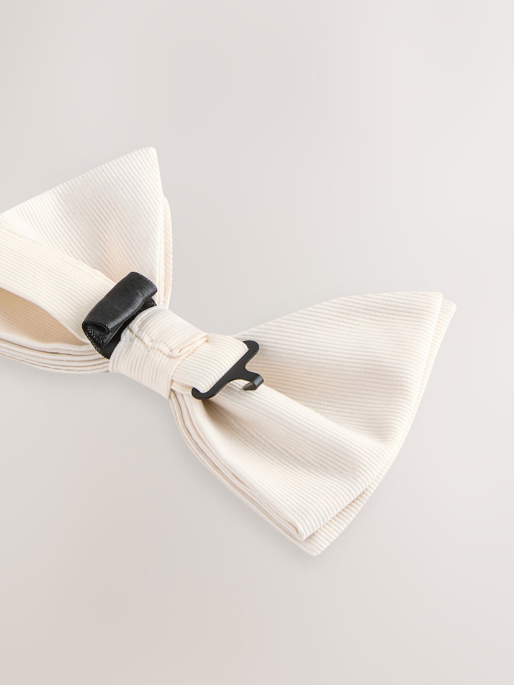 White Bow with Pocket Square and Flower Pin - Image 3 of 3