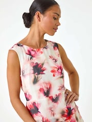 Roman Red Petite Floral Overlay Dress - Image 4 of 5